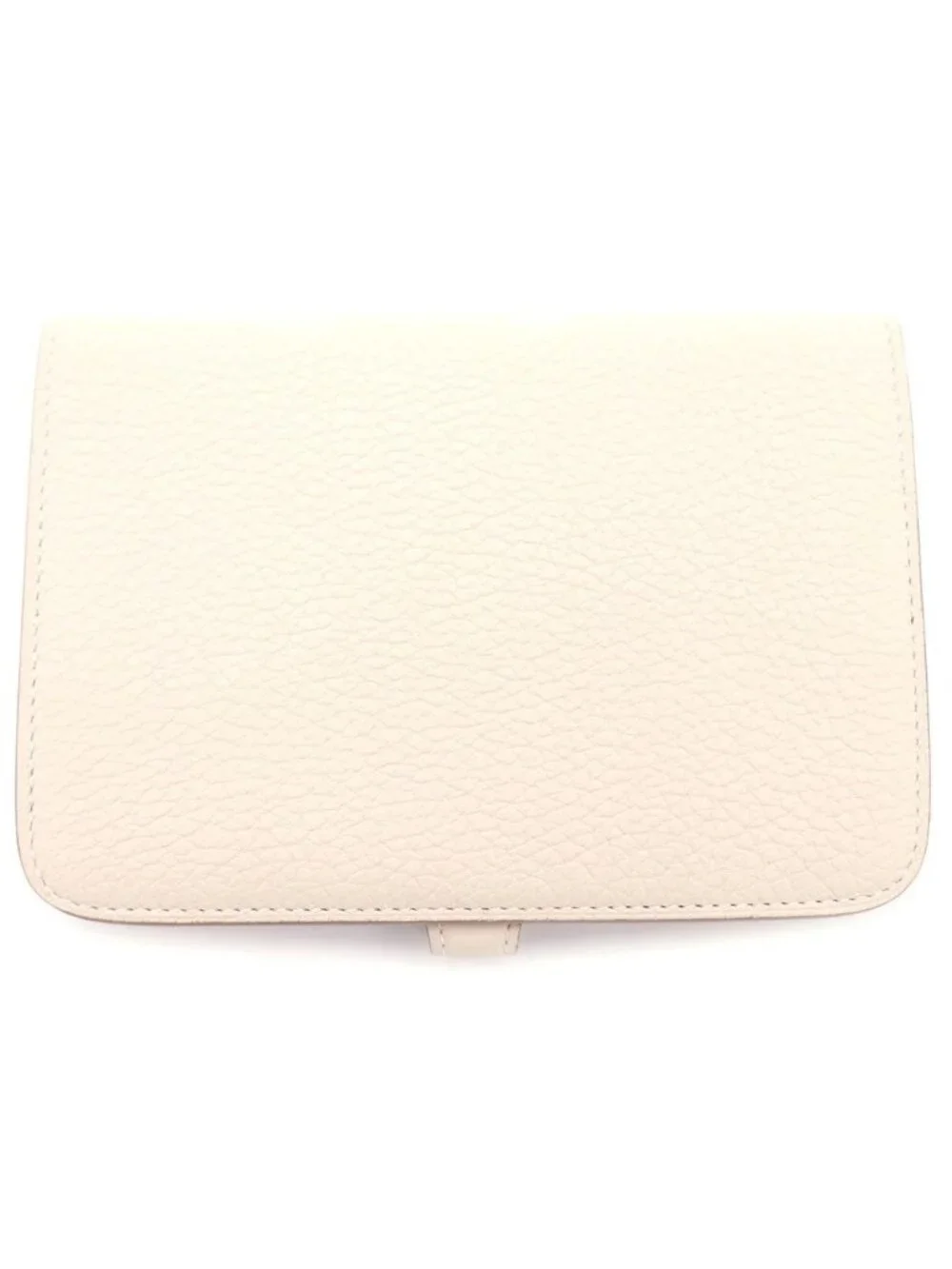 Hermes Dogon Compact Taurillon Silver Bifold Wallet Card Case Beton White